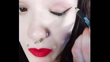 Backstage of a hot brunette