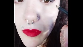 Backstage of a hot brunette