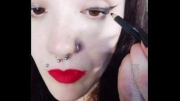 Backstage of a hot brunette