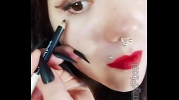 Backstage of a hot brunette