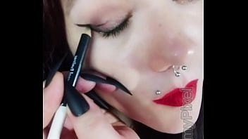 Backstage of a hot brunette