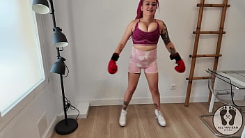 4k Female Fighter Boxing Warmup Jumping Jacks Tits Bouncing thumbnail