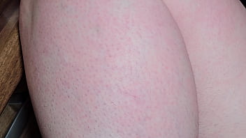 Shaving a hairy pussy uses sperm as lubricant