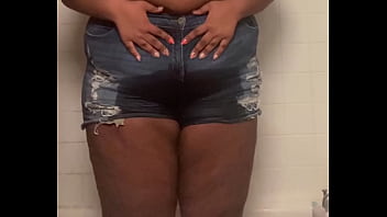 Teen pees then farts in bathroom