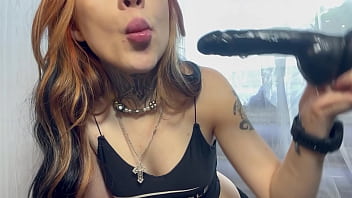 Toy blowjob throating with abundant saliva leak