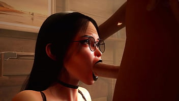 The girl sucked slobbery and fucked hard