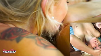 Horny blonde coeds bailey and olyssia suck and share a dick to get banged