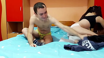 Passionate young couple have intense love making with strong orgasm