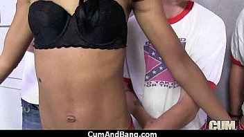 Horny ebony bukkake gangbang 8