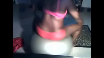 Ebony workout on exercise ball