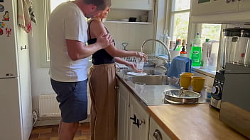 Doggy while doing the dishes