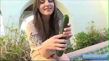 See this naughty and horny teenager fucking her wet cunt with huge veggie See this naughty and horny teenager fucking her wet cunt with huge veggie