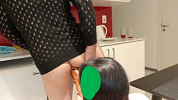 Pegging my girlfriend fucks my ass anal dressed as a woman with her big double headed dildo