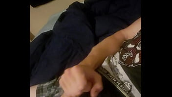 Stroking that hard cock