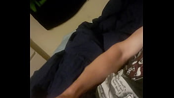 Stroking that hard cock