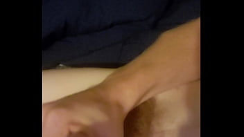 Stroking that hard cock