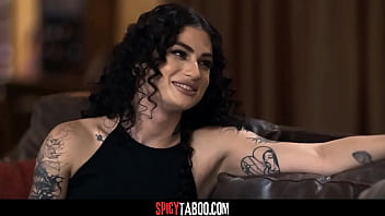 Inked babe is caught rubbing her wet pussy by her black friend