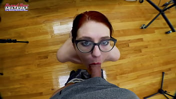 Petite nerdy redhead dezi rae dildo fucks her pussy and deepthroats a cock