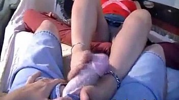 Goth gf gives best footjob