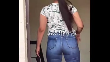 Chubby girl in jeans