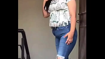 Chubby girl in jeans