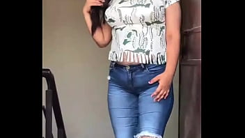 Chubby girl in jeans