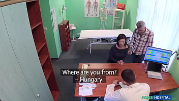 Fake hospital doctor has a good time with a sexy wife in his office