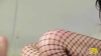 Sexy little lesbians fuck each other on a table