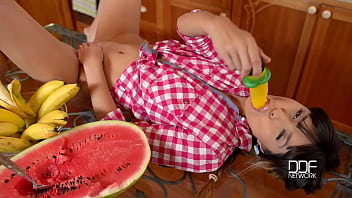 Russian college hotties kitchen dildo double penetration