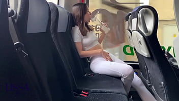 Dirty couple piss and cum a train and kiss with cum on face and suck nose with walk and piss on wet pants