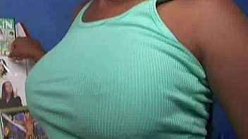 Ebony slut fucks a white gloryhole cock in her first interracial scene 24