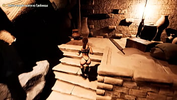 An ancient statue awakens and destroys lara's pussy by filling it with sperm hentai game 3d