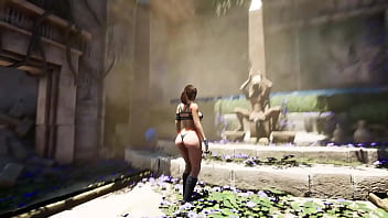 An ancient statue awakens and destroys lara's pussy by filling it with sperm hentai game 3d