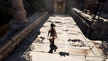 An ancient statue awakens and destroys lara's pussy by filling it with sperm hentai game 3d