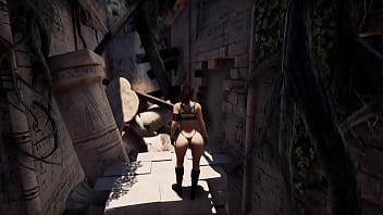 An ancient statue awakens and destroys lara's pussy by filling it with sperm hentai game 3d