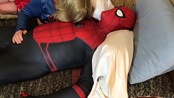 Mature dc marvel cosplay supergirl gives spiderman a blowjob