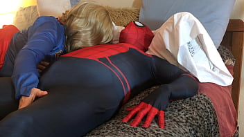 Mature dc marvel cosplay supergirl gives spiderman a blowjob