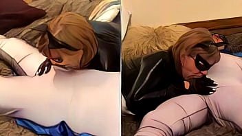 Cartoon mature batgirl pleasures batman with her mouth