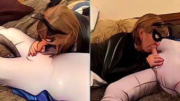 Cartoon mature batgirl pleasures batman with her mouth