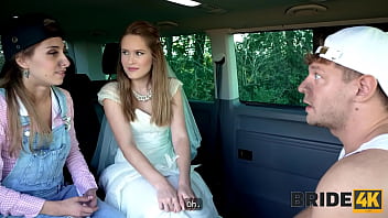 Bride4k 3some with sexy bride with nice tits in the car