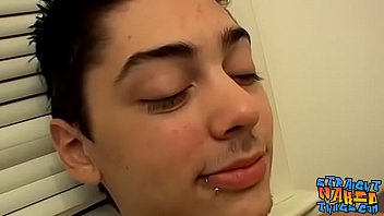 Young Man Tugs Cock With Cat As Witness thumbnail