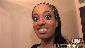 Cum loving teen enjoys huge bukkake 1