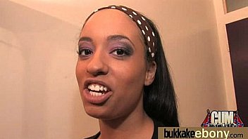 Cum loving teen enjoys huge bukkake 1