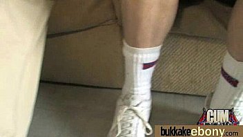 Cum loving teen enjoys huge bukkake 1