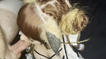 Cute cat maid gets big dick in her throat