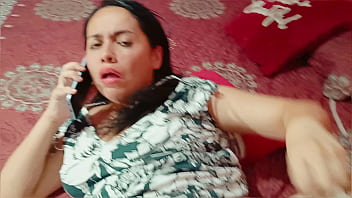 Hot stepmom talks on the phone with her cuckold husband while getting fucked