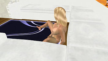 3d animation porn video of a beautiful big breasted girl masturbates with banana