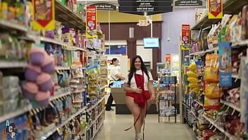 Curvy sexy women pulls out tits in grocery store Curvy sexy women pulls out tits in grocery store
