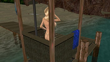 Beach shower ma naked babe toys her soaked pussy outdoors