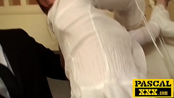 Gagged subslut redhead gets her first taste of domination